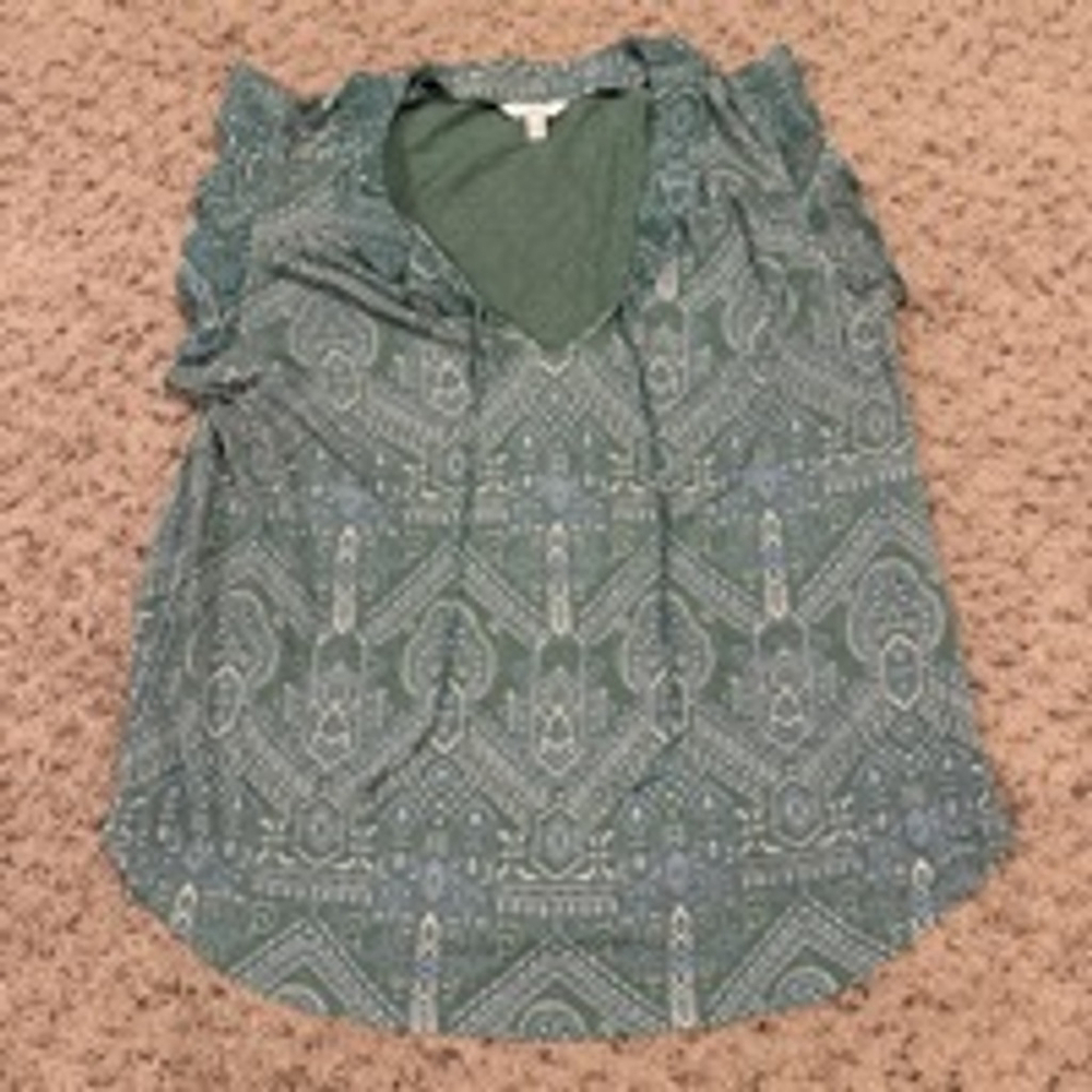 Women's Lucky Brand Green Printed Top Size L